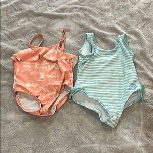 Peach and Aqua Girls Swimsuits-size 4t